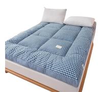 MZPOZB Futon 1 Place Matelas de Camping Pliable 10 cm, léger, Souple et Respirant, Type Tatami, idéal for Les Locations Lits dortoirs(Blue Grid,1PC 100X200x10cm)
