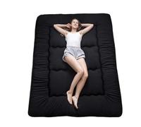 MZPOZB Futon 1 Place Matelas de Sol futon 54" x 80", Matelas Tatami épais, Couchage Pliable et Enroulable for dortoir garçons Filles(Black)