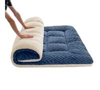 MZPOZB Futon 1 Place Matelas en Velours d'agneau, Coussin épais, Tatami, lit Simple étudiant, Tapis éponge Double lesté(Blue,180x200cm 4kg)