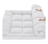 MZPOZB Futon 1 Place Surmatelas Extra épais de Luxe - matelassé Respirant et Doux, Poche Profonde 53 cm(White,Twin-39x75inch)