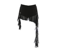 MZPOZB Mini Robe en Maille Patchwork for Femme, Taille élastique, Volants, Pompon, décoration, Tendance d'été, Bas de Style High Street(L)