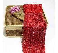 MZPOZB Rideau De Fil Rideau de Porte à Paillettes, Ruban argenté, Pompon Brillant, Ligne Flash, cantonnière for fenêtre, décoration de la Maison Panneau Rideau à Ficelles(Red)