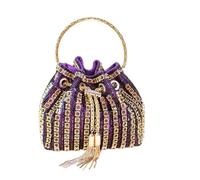 MZPOZB Sac de banquet léger et luxueux for femme avec breloque incrustée diamants, sac seau complet(PURPLE)