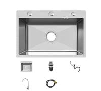 MZQMK Evier Cuisine 1 Bac, Evier INOX avec Filtre De Vidange, Evier sous Plan Ou Evier À Poser, Lavabo Cuisine en Acier Inoxydable Brossé(B,50x40cm/20x16in)