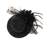 MZRAN Chapeau à plumes des années 1920 - Épingle à cheveux pour cocktails - Chapeau bibi élégant - Cosplay - Pince à cheveux - Pour fête de thé