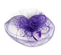 MZRAN Chapeau bibi à plumes avec pince à cheveux antidérapante pour femme, événement spécial, enterrement de vie de jeune fille, accessoire bibi, violet, Taille unique