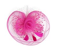 MZRAN Chapeau bibi à plumes avec pince à cheveux antidérapante pour femme, événement spécial, enterrement de vie de jeune fille, accessoire bibi, rose rouge, Taille unique