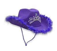 MZRAN Chapeau de cowboy tendance pour demoiselles d'honneur - Chapeau de cowboy élégant à bord en fourrure - Accessoires de tête pour fête d'Halloween