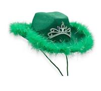 MZRAN Chapeau de cowboy tendance pour demoiselles d'honneur - Chapeau de cowboy élégant à bord en fourrure - Accessoires de tête pour fête d'Halloween