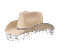 MZRAN Chapeau de soleil en paille à franges pour adulte, carnaval, fête, enterrement de vie de jeune fille, cowboy, photographie, couvre-chef, fête prénuptiale, cowboy