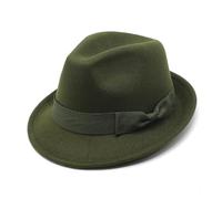 MZRAN Chapeau Derby élégant en feutre avec nœud papillon pour femme, chapeau de fête pour Halloween, carnaval, fête, cadeau pour femme, Vert kaki, 2-3