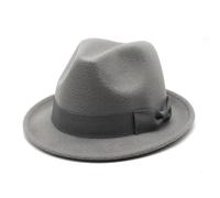 MZRAN Chapeau Derby élégant en feutre avec nœud papillon pour femme, chapeau de fête pour Halloween, carnaval, fête, cadeau pour femme, gris clair, 2-3