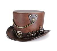 MZRAN Chapeau haut de forme en cuir synthétique pour spectacles sur scène et fête à la mode Cosplay Costume Chapeau pour différentes formes de tête