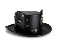 MZRAN Chapeau haut de forme en cuir synthétique pour spectacles sur scène et fête à la mode Cosplay Costume Chapeau pour différentes formes de tête