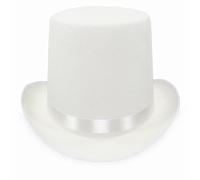 MZRAN Chapeau haut de forme jazz Fedora chapeau melon chapeau jazz porc tarte chapeau jazz chapeau fedora à paillettes chapeau haut-de-forme Ringmaster chapeau, 17 cm de haut, blanc, 2-3
