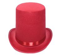 MZRAN Chapeau haut de forme melon noir pour magicien, jazz, spectacles, carnaval, boîte de nuit, Rouge, 2-3