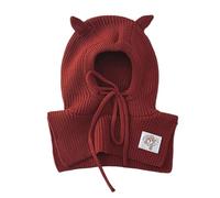 MZRAN Chapeau multifonction pour enfant avec couverture du visage modifiable Plan de tissage isolé pour garçons et femmes de 1 à 5 ans Accessoires d'hiver Chapeau écharpe, Rouge, Taille unique