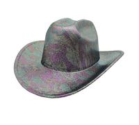 MZRAN Chapeau Western PU avec grands bords et texture rétro décorative pour les amateurs de costumes et accessoires de fête de cosplay
