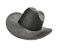 MZRAN Chapeau Western PU avec grands bords et texture rétro décorative pour les amateurs de costumes et accessoires de fête de cosplay