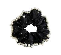 MZRAN Chouchou à perles françaises pour femme, esthétique, à pois, surdimensionné, en maille, pour une utilisation décontractée et formelle
