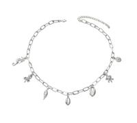 MZRAN Collier avec pendentif en forme de coquillage réglable - Chaîne empilable pour femme - En alliage de zinc, taille unique, Comme décrit, Comme décrit.