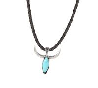 MZRAN Collier avec pendentif tête turquoise ethnique en cuir pour la mode culturelle Collier pendentif tête turquoise, taille unique, Comme décrit, Comme décrit.