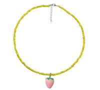 MZRAN Collier de perles de fruits fait à la main - Longueur réglable - Chaîne de clavicule colorée pour fête et vacances