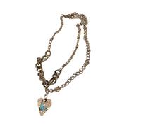 MZRAN Collier délicat en acier inoxydable avec cœur en verre arc-en-ciel fait à la main pour un usage quotidien, un anniversaire ou une femme