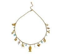 MZRAN Collier polyvalent avec breloque coquillage et étoile de mer faite à la main Longueur réglable Style décontracté et élégant