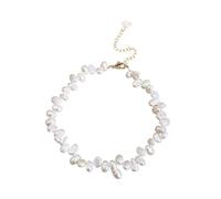 MZRAN Collier unique avec perles blanches irrégulières - Accessoires tendance faits à la main - Accessoire de bijoux pour femme à porter au quotidien