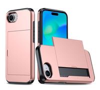 MZRAN Coque de protection pour téléphone Double couche Absorption des chocs avec porte-cartes intégré et design minimaliste tendance Or rose
