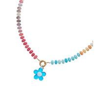 MZRAN Élégant collier de perles florales avec accents multicolores, chaîne de 50 cm, chaîne de clavicule pour les occasions festives, collier tendance à superposer, taille unique, Comme décrit, Comme