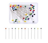 MZRAN Épingle à coudre longue droite à tête colorée pour couture, bijoux, décoration de mariage