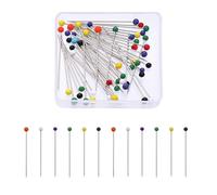 MZRAN Épingle à coudre longue droite à tête colorée pour couture, bijoux, décoration de mariage