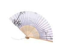 MZRAN Éventail pliable en bambou avec motif de saule Accessoires de refroidissement Tissu de soie Style chinois Décoration Artisanat Culturel Festival Bambous Art Fan
