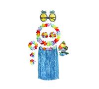 MZRAN Jupes hawaïennes pour fête Luaus Hulas, jupes, bandeaux et bracelets pour décorations de fête