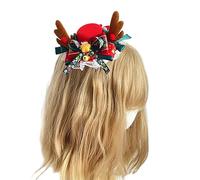 MZRAN Lolitas Pince à cheveux de Noël avec chapeau/cerf en bois de cerf Accessoires pour cheveux faits à la main pour petites filles et femmes