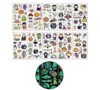 MZRAN Lot de 10 feuilles d'autocollants phosphorescents pour enfants squelette effrayant pour maison fantôme squelette effrayant pour enfants garçons et filles