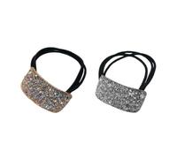 MZRAN Lot de 2 élastiques à cheveux en strass brillants pour femmes et filles - Simple géométrique - Pour le bureau et les femmes - Coiffures assorties
