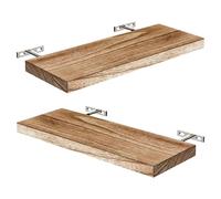 MZRAN Lot de 2 étagères murales flottantes contemporaines en bois de paulownia pour chambre à coucher, cuisine, salon