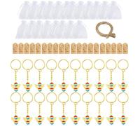 MZRAN Lot de 20 porte-clés angéliques pour baptême avec sacs en organza, breloque de remerciement pour fournitures de douche