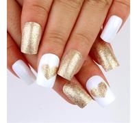MZRAN Lot de 24 faux ongles à coller pour la Saint-Valentin - Couleur unie - En forme de cœur - En acrylique - Couverture complète