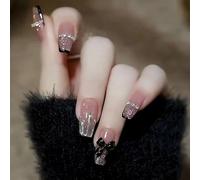 MZRAN Lot de 24 faux ongles brillants à coller sur les ongles en forme de cercueil - 12 tailles - Pour French Nails et décorations