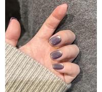 MZRAN Lot de 24 faux ongles courts à presser œil de chat faciles à appliquer pour manucure tendance pour femmes occupées