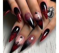 MZRAN Lot de 24 faux ongles longs en acrylique à coller sur les ongles - Couverture complète - Amande scintillante - Ongles artificiels pour femme
