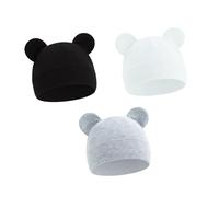 MZRAN Lot de 3 bonnets en coton chaud pour nouveau-nés de 0 à 3 mois, Set A, Taille unique