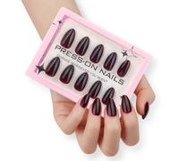 MZRAN Lot de 30 faux ongles courts à presser en acrylique brillant - 15 tailles - Bordeaux - 15 tailles - Pour femme