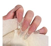 MZRAN Lot de 30 faux ongles longs à presser en acrylique brillant en forme d'amande