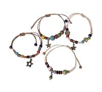 MZRAN Lot de 4 pendentifs réglables style ethnique pomme de pin et étoile tissés à la main pour une tenue décontractée