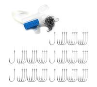 MZRAN Lot de 50 hameçons barbelés pour ranger les hameçons de pêche en forme de baril - Accessoires de pêche en eau douce